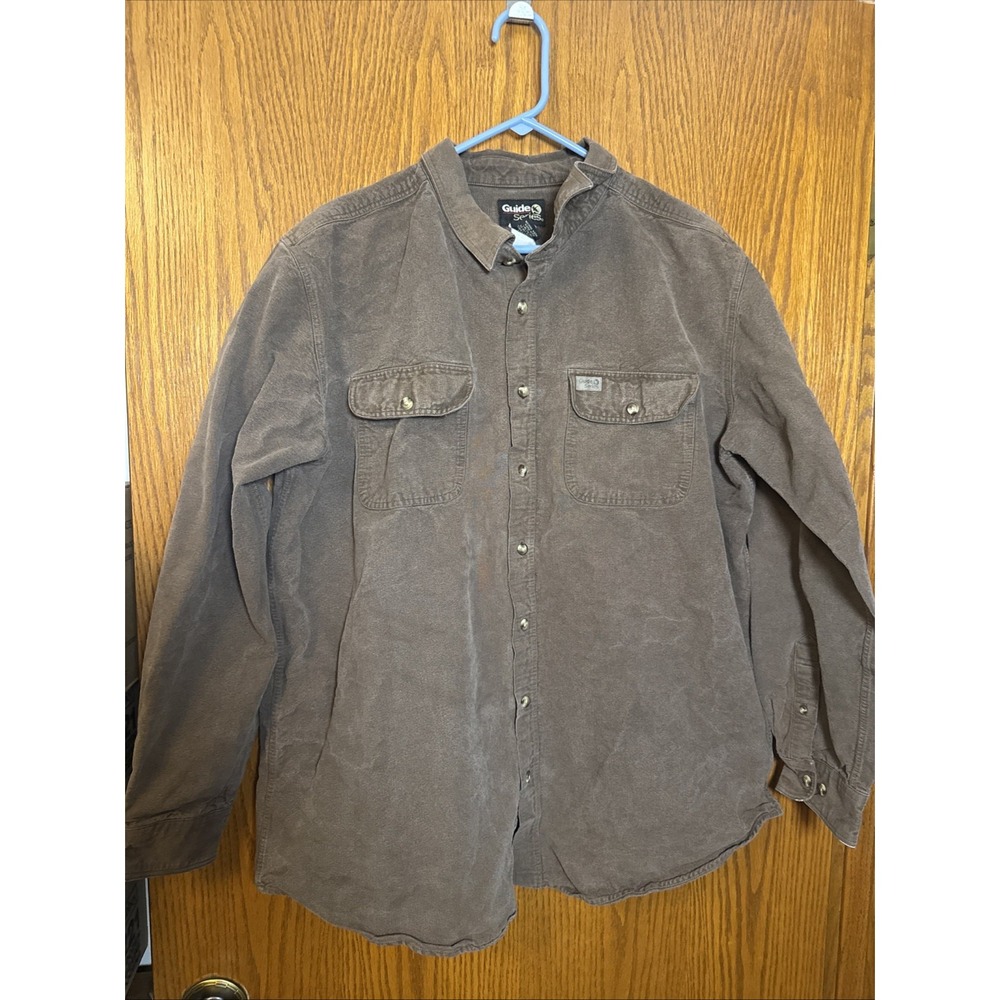 Guide Series Heavy Cotton‎ Shirt XLT Tall Brown Button Front Outdoor Workwear
